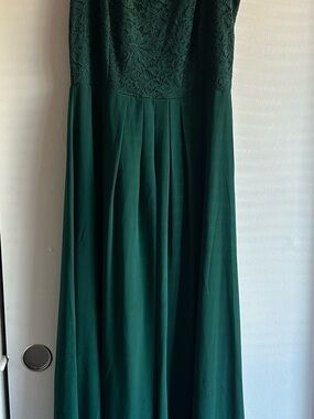 Miusol Dark Green Lace Bodice Maxi Dress